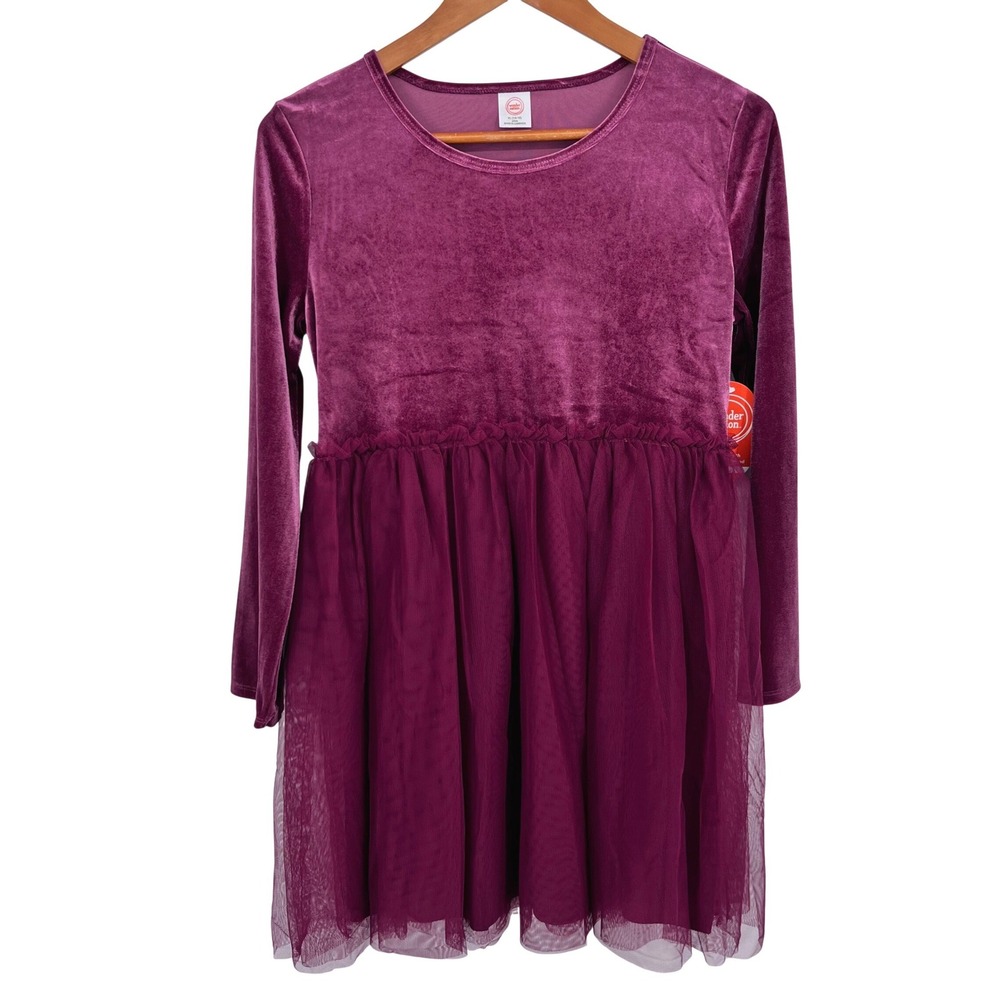 Velvet Tutu Dress Girls XL 14-16 Plus Burgundy Long Sleeve Tulle Wonder Nation